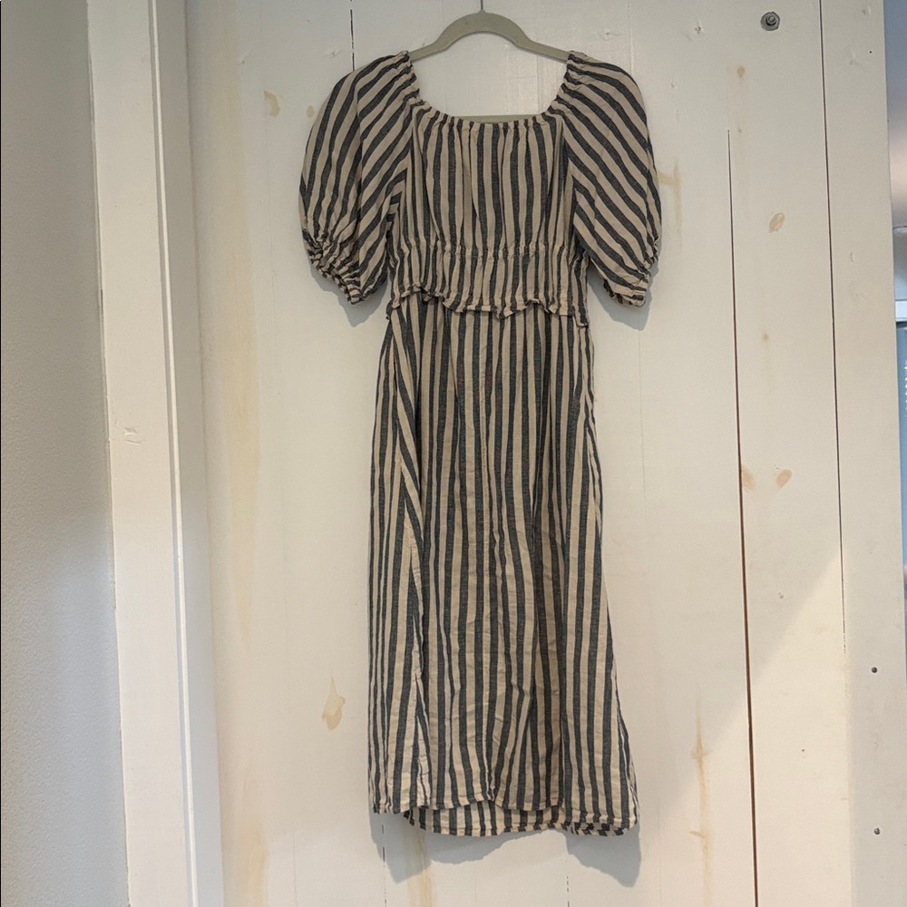 Linen blend striped midi dress - Picture 4 of 4